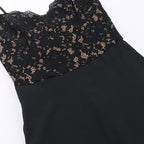 Lace patchwork v neck backless cami maxi dress