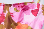 Flower print self tie square neck contrast ruffle mini dress