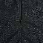 Textured mesh gloves sweetheart neck zip-up slit cami mini dress