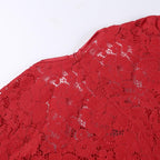 Lace zip-up long sleeve patchwork padded mini dress
