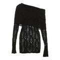 Crochet off shoulder long sleeve hollow out mini dress
