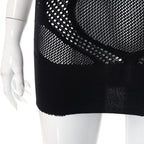 Fishnet sleeveless hollow out high neck see through mini dress