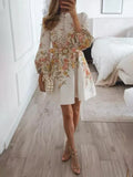 Teodora Statement Printed Mini Dress with Button Placket Evening Wear Edit