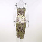Flower print contrast backless lace hem zip-up midi dress