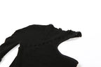 Fishnet irregular long sleeve hollow out see through mini dress