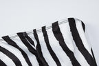 Zebra print off shoulder long sleeve contrast maxi dress