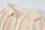 Long sleeve deep v neck turnover collar mini dress