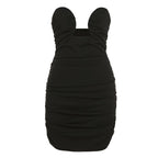 Hollow out ruched solid tube dress