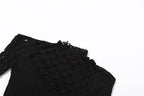 Fishnet long sleeve hollow out see through irregular mini dress