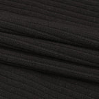 Ribbed solid long sleeve turnover collar slit v neck midi dress