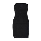 Textured mesh patchwork corset backless tube mini dress