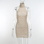 High neck open back bodycon dress