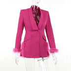 Feather turnover collar long sleeve v neck solid button mini dress