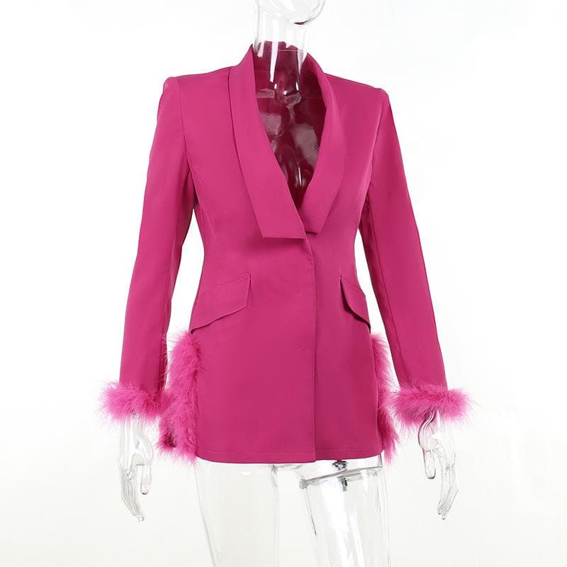 Feather turnover collar long sleeve v neck solid button mini dress
