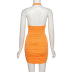 Hollow out Ring Halter Bodycon Dress