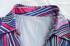 Contrast striped print turnover collar v neck sleeveless mini dress