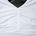 Cross front hollow out halter self tie backless ruched mini dress