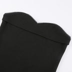 Sleeveless solid lace hem gloves tube dress
