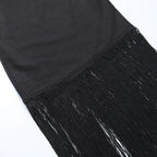 Sleeveless solid backless tassel tube dress