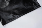 Sleeveless solid PU leather self tie backless mini dress