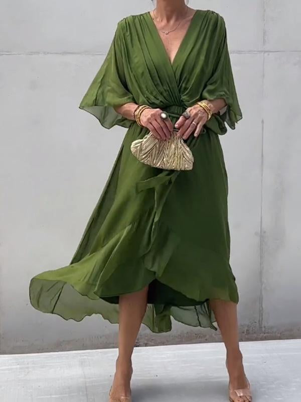 Nives Timeless Dress with V Neckline Chic Silhouette Collection