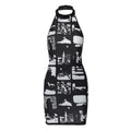 Halter contrast print backless mini dress