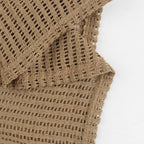 Crochet see through cowl neck long sleeve hollow out mini dress