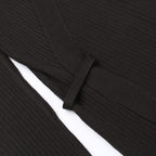 Ribbed solid long sleeve turnover collar slit v neck midi dress