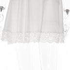 Lace hem solid cap sleeve zip-up ruched lace up mini dress