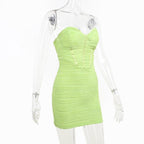 Textured solid sweetheart neck backless tube mini dress