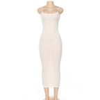Ribbed solid cami midi dress - Final Sale