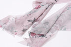 Halter hollow out lace hem flower print gloves mini dress