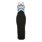 Contrast print sleeveless backless maxi dress