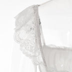 Lace hem solid cap sleeve zip-up ruched lace up mini dress