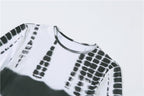 Long sleeve crewneck tie dye bodycon dress