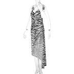 Cowl neck cross back zebra printed dress