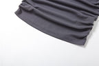 Hoodie turtle neck buckle sleeveless solid mini dress