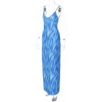 Contrast print v neck backless cami maxi dress