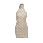 High neck open back bodycon dress