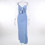 Hollow out slit knotted cami maxi dress