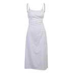 Open tie back solid midi dress