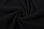Flower applique off shoulder long flared sleeve slit mini dress