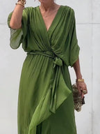 Nives Timeless Dress with V Neckline Chic Silhouette Collection