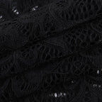 Lace gloves long sleeve button hollow out midi dress