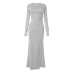 Solid long sleeve crewneck maxi dress