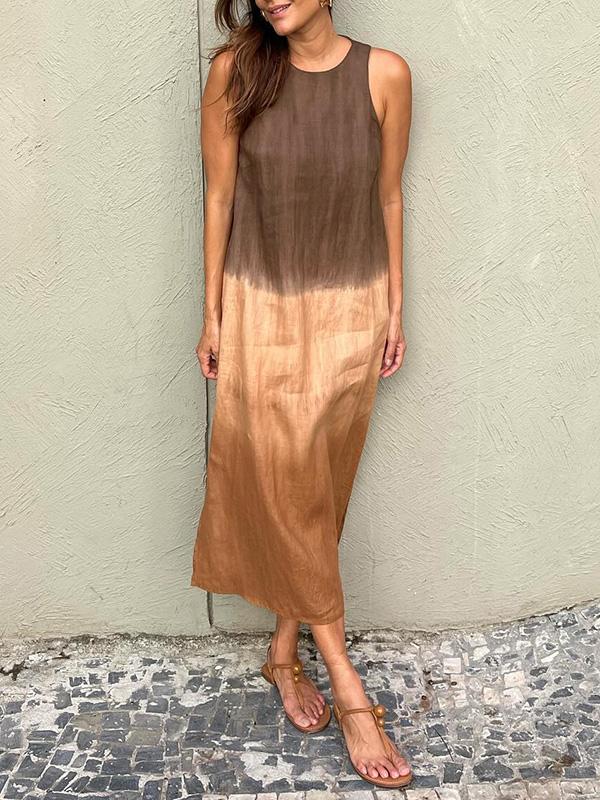 Gracia Aesthetic Casual Long Dress with Tie Dye Pattern Boutique Collection