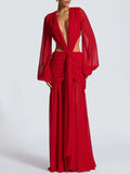 Juliana Deep-V Cutout Maxi Dress
