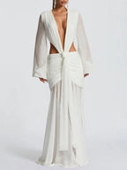 Juliana Deep-V Cutout Maxi Dress