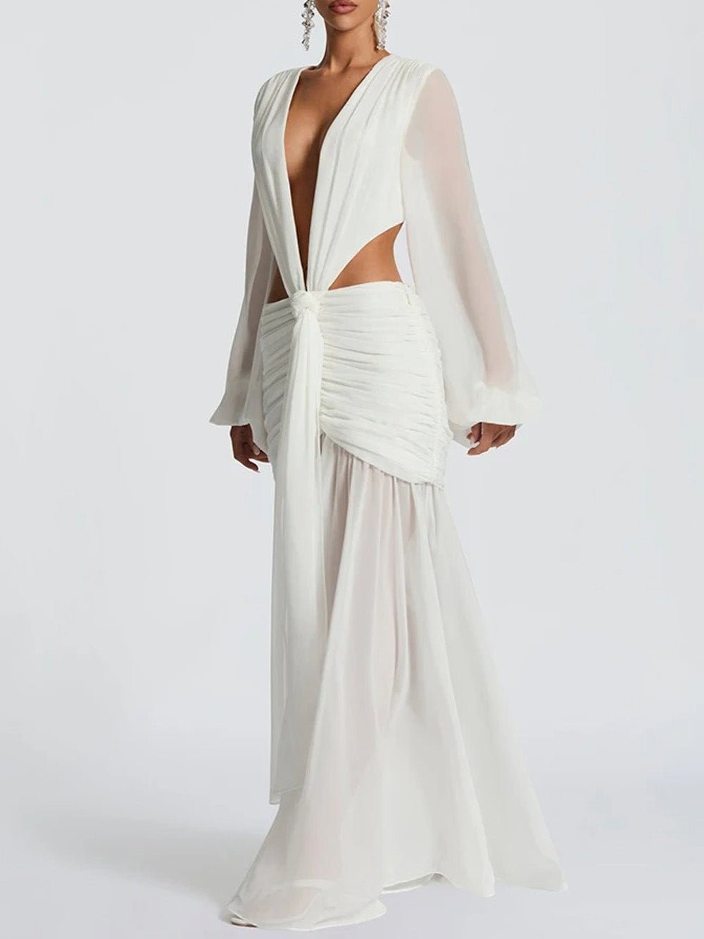Juliana Deep-V Cutout Maxi Dress