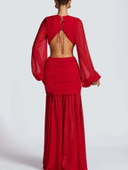 Juliana Deep-V Cutout Maxi Dress